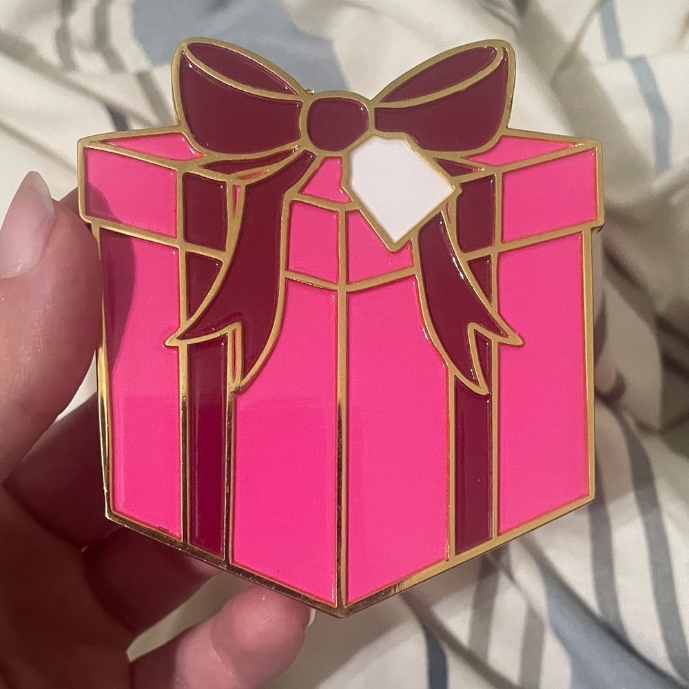 Pink and Gold Gift Box Enamel Pin